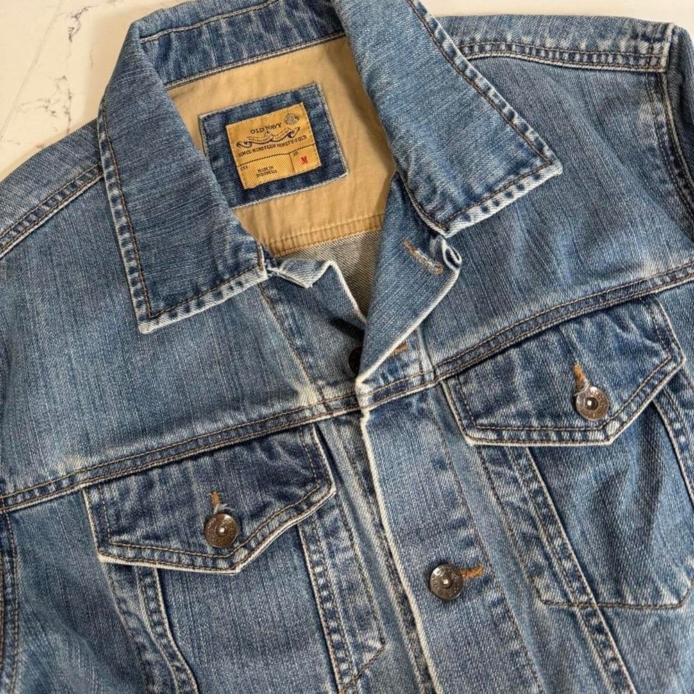 Vintage Y2K Old Navy Denim Trucker Jacket Men's M Blue Jean Jacket